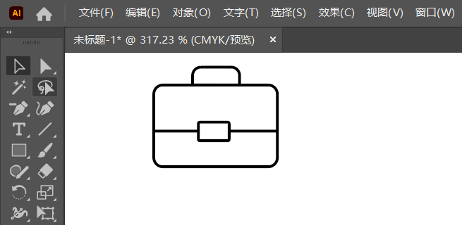 ai2022怎么绘制一个简笔画公文包图标第4步