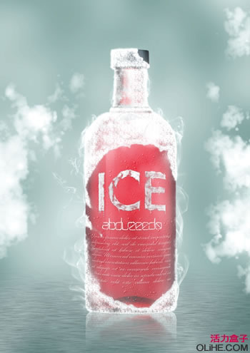 ps给酒瓶表面加上急冻的冰霜