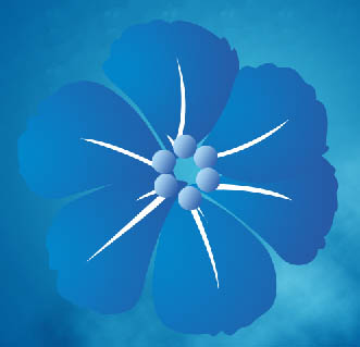 Photoshop制作一张简洁的蓝色花朵壁纸