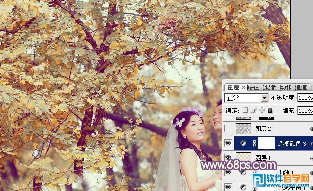 Photoshop给树林婚片加上浓郁的秋季色