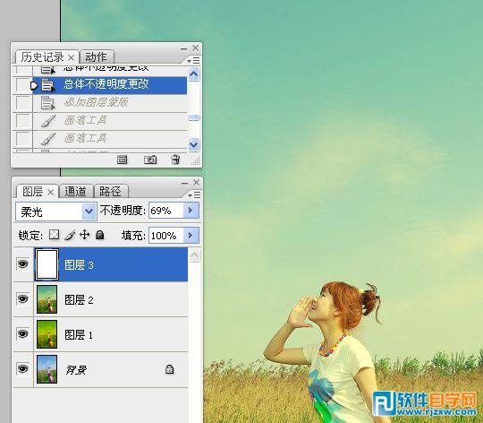 Photoshop给草原人物加上漂亮的黄绿色