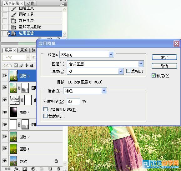 Photoshop给草原人物加上漂亮的黄绿色
