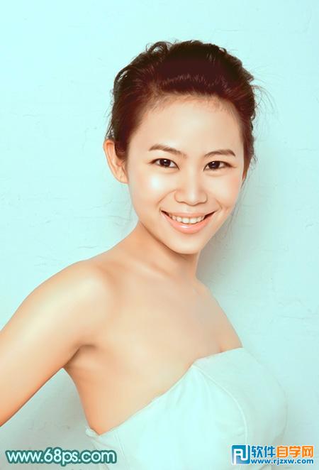 Photoshop给室内人像加上青红蜜糖色