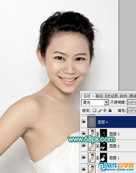 Photoshop给室内人像加上青红蜜糖色