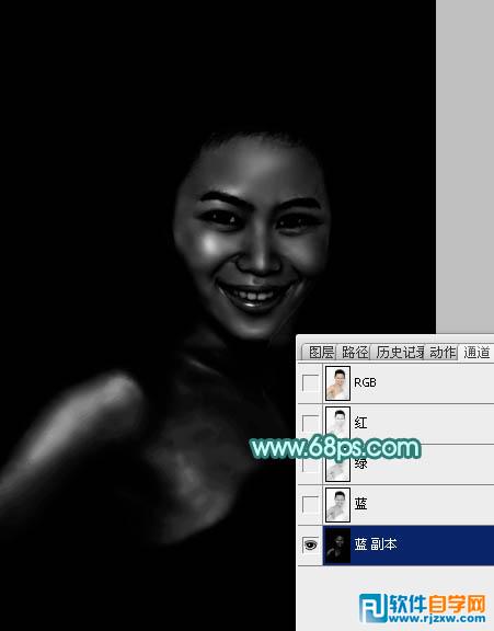 Photoshop给室内人像加上青红蜜糖色