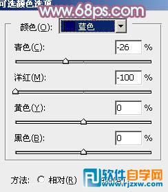 给草地美女加上淡淡的蓝红色