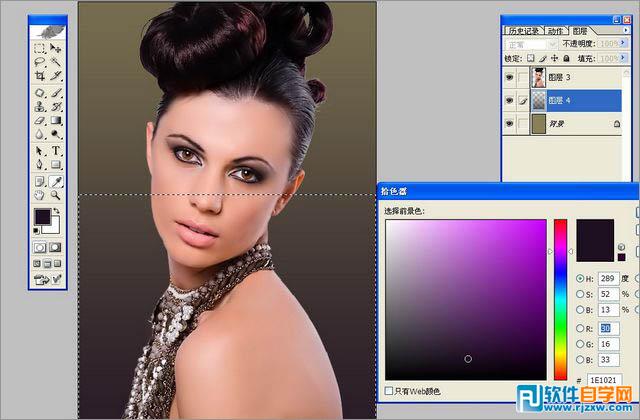 Photoshop调出古典欧式暖色室内人像图片教程