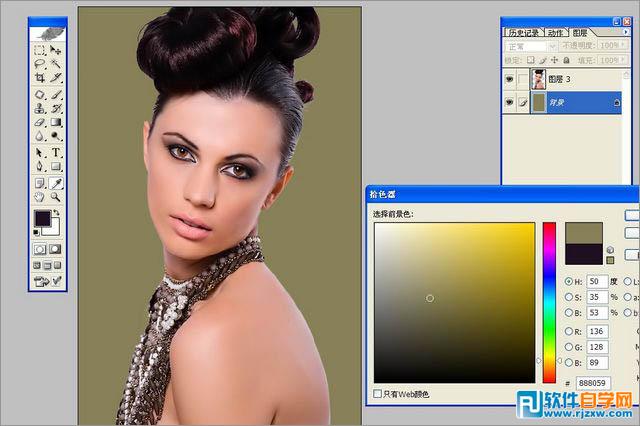 Photoshop调出古典欧式暖色室内人像图片教程