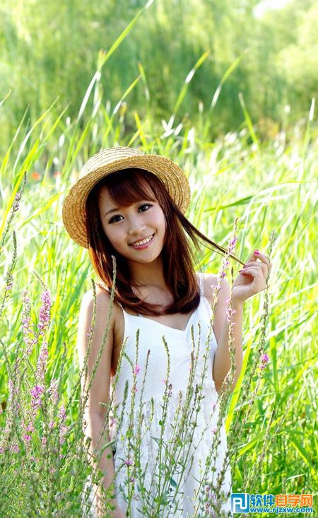 Photoshop调出怀旧的中性青绿色外景人物图片教程