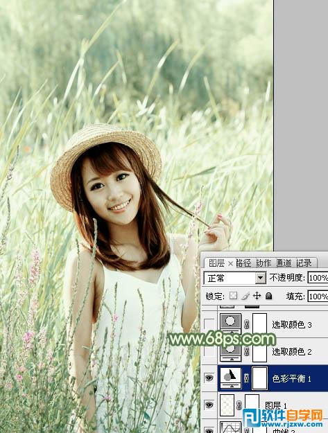 Photoshop调出怀旧的中性青绿色外景人物图片教程