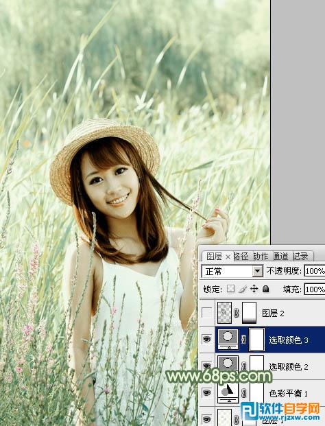 Photoshop调出怀旧的中性青绿色外景人物图片教程