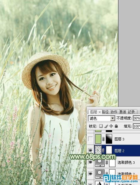 Photoshop调出怀旧的中性青绿色外景人物图片教程