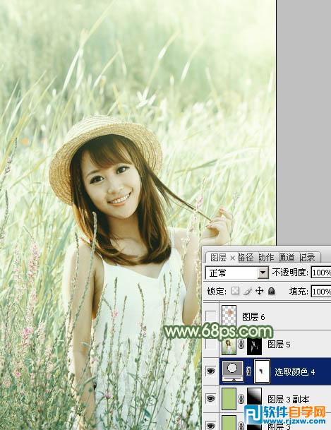 Photoshop调出怀旧的中性青绿色外景人物图片教程