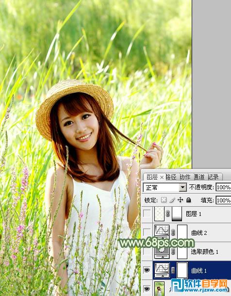 Photoshop调出怀旧的中性青绿色外景人物图片教程