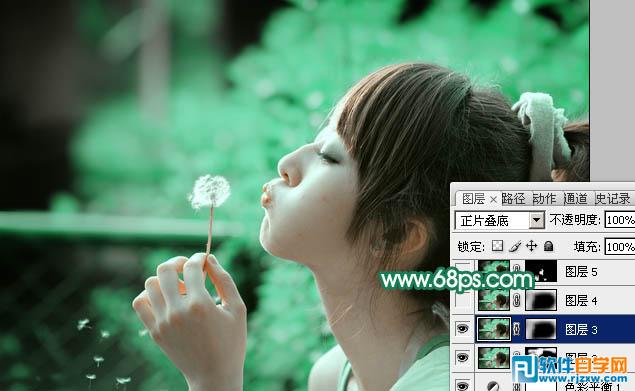 利用通道替换给外景美女加上甜美的青绿色