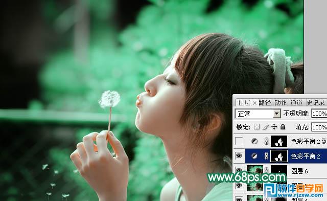 利用通道替换给外景美女加上甜美的青绿色