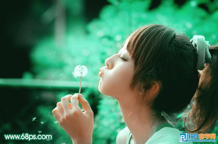 利用通道替换给外景美女加上甜美的青绿色