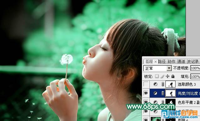 利用通道替换给外景美女加上甜美的青绿色