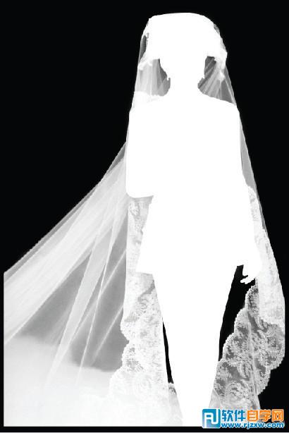 PS灰色通道完美抠出穿婚纱的名模