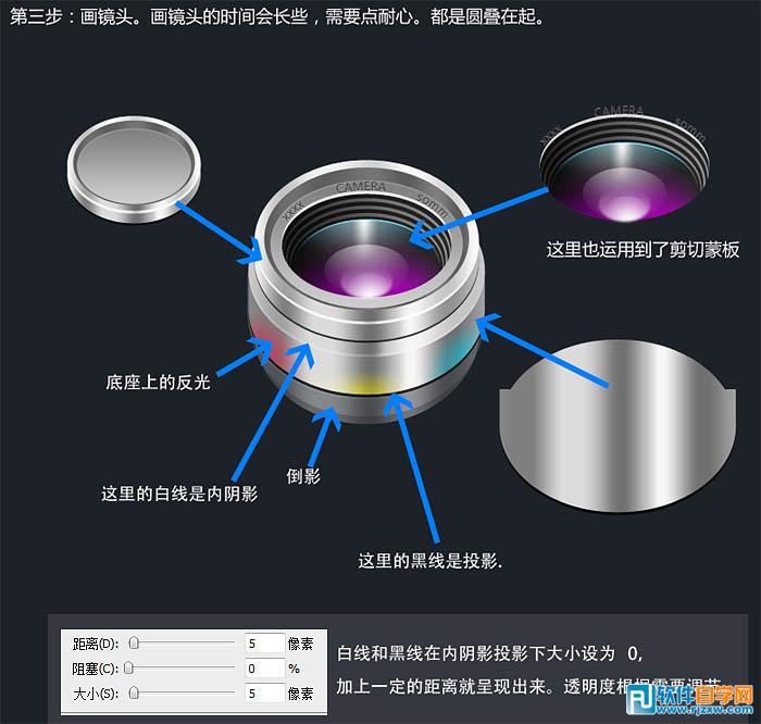 制作精致的相机相关的立体图标