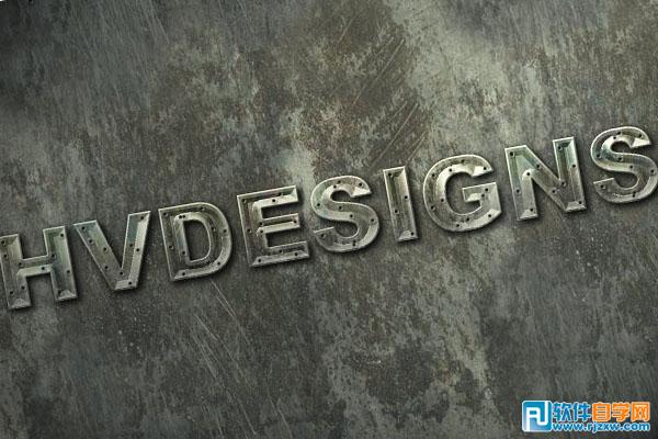 Photoshop制作有凹槽的纹理金属字
