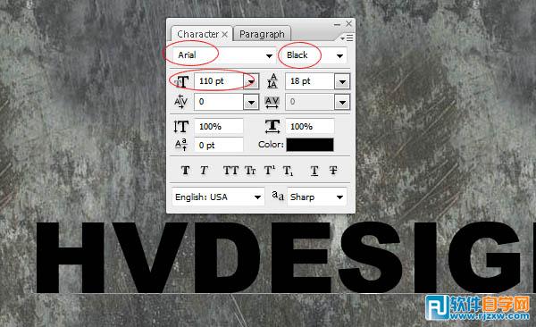Photoshop制作有凹槽的纹理金属字