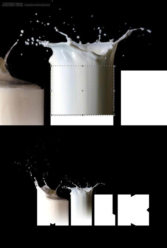 PS制作溅起的牛奶字效果