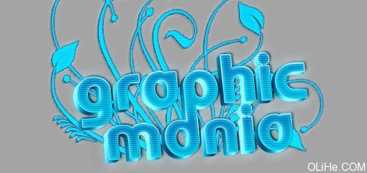 Photoshop制作漂亮的蓝色花纹水晶字