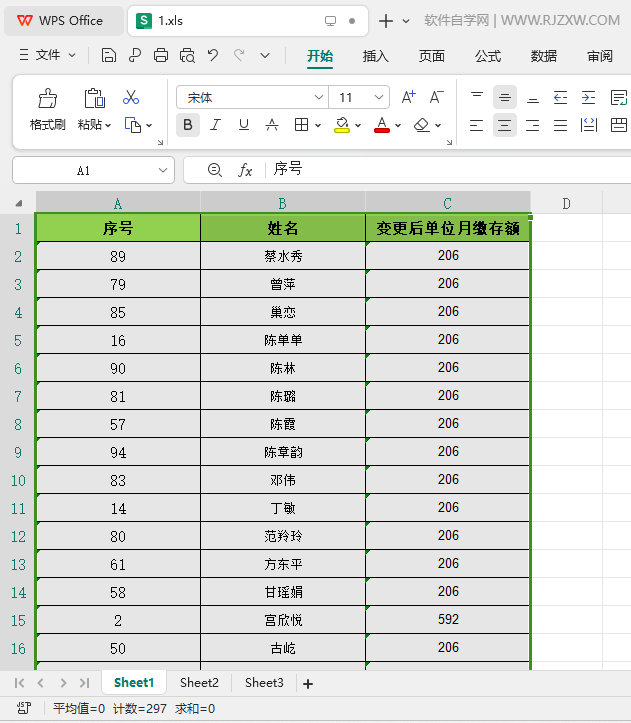 WPS表格列如何调整统一的列宽第6步