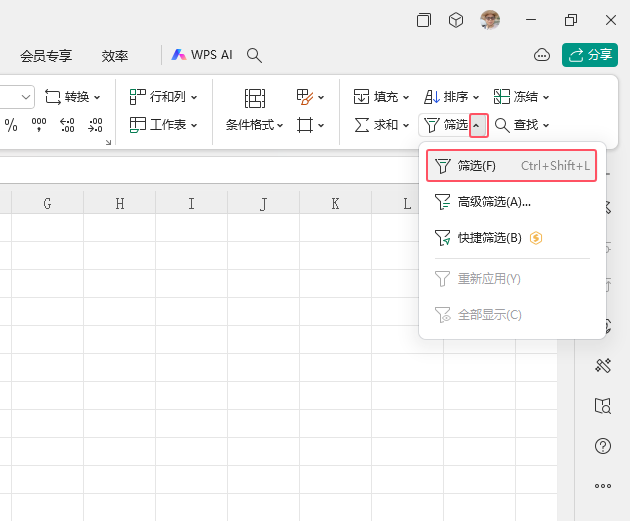 WPS2024软件怎么进行筛选第2步