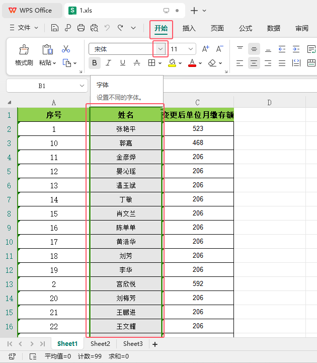 WPS2024软件如何把内容设置别的字体第2步