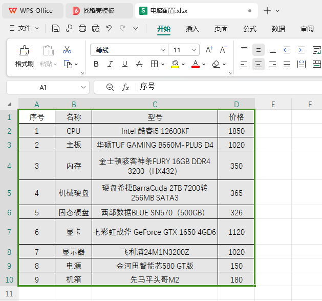 WPS如何把表格内容设置斜体效果第1步