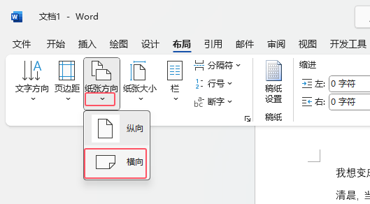 word2021如何把纵向页面设置横向页面第3步