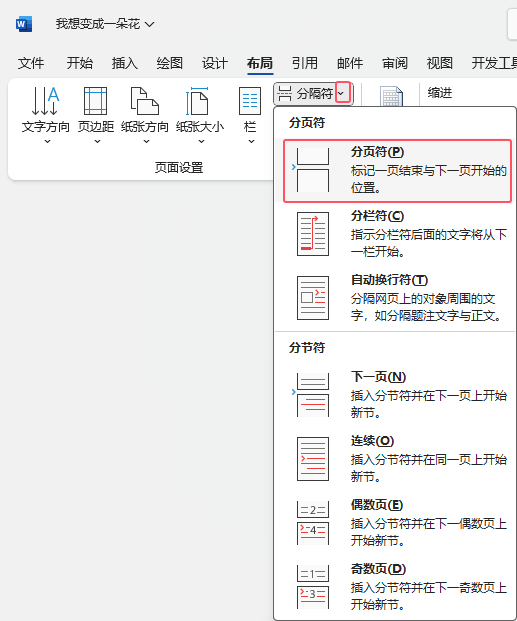 Word2021如何插入分页符的方法第3步