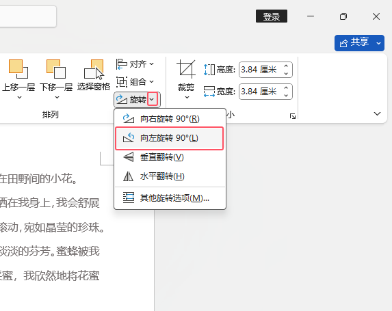 word2021如果把图标向左旋转90度效果第3步