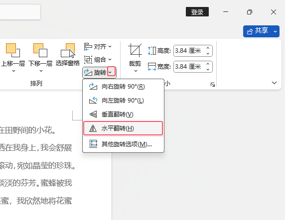 Word2021如何设置水平翻转效果第3步