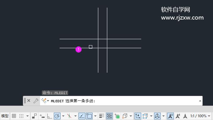 CAD2022怎么把交叉多线修改成十字闭合效果第4步