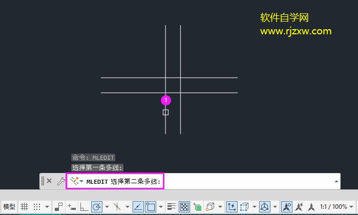 CAD2022怎么把交叉多线修改成十字闭合效果第5步