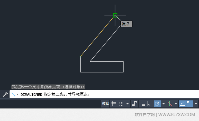 CAD2024用对齐标注给图形斜线标注的方法第4步